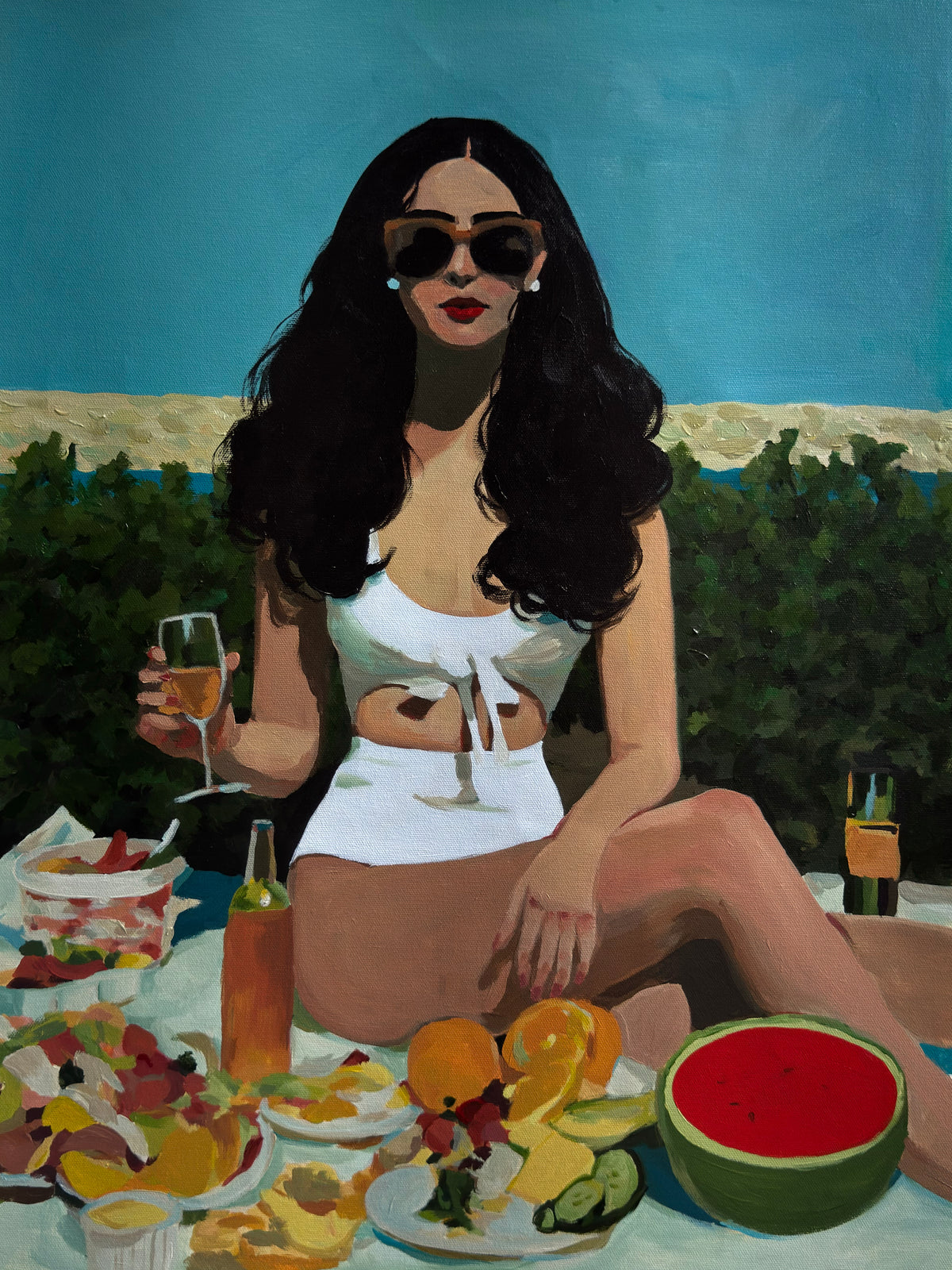 At the Coastal Villa - Original Painting