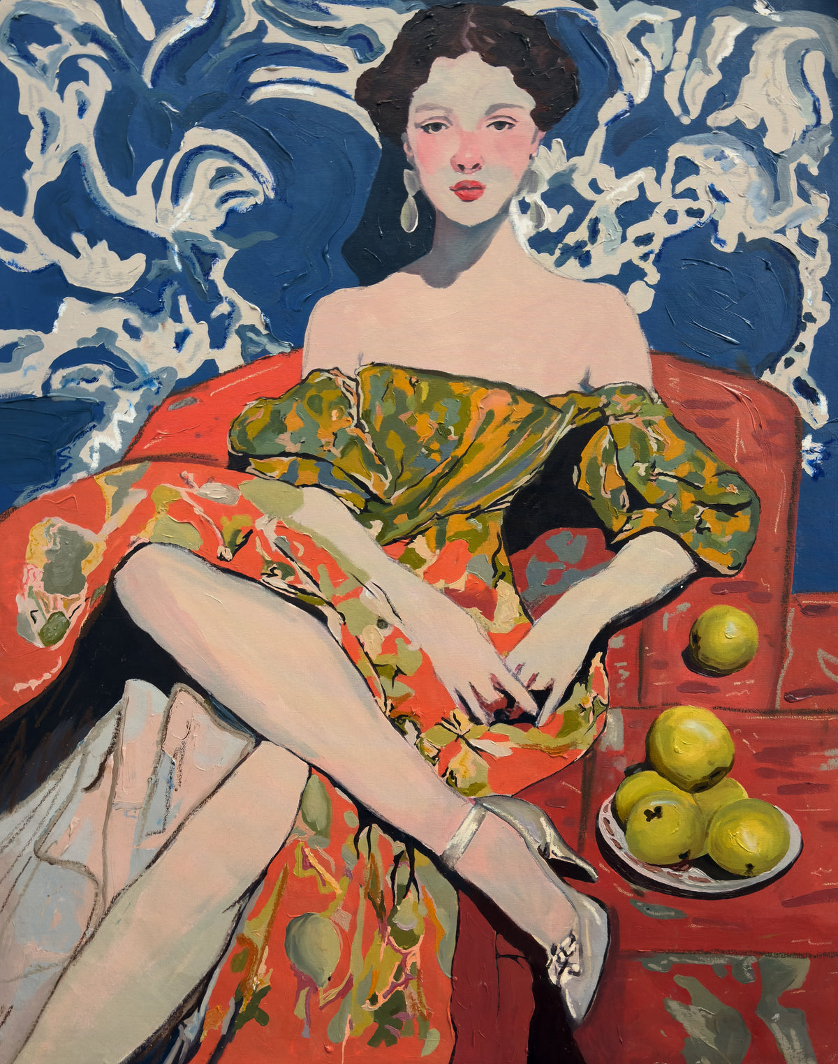 Lady with apples  Canvas Print